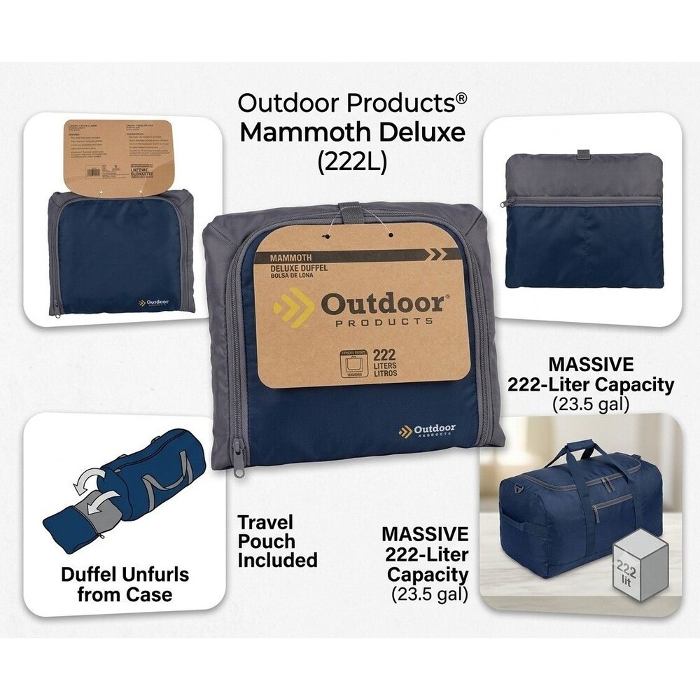 Outdoor Products Mammoth Deluxe Duffel Bag (222L / 42" x 18") with Packable Trvl